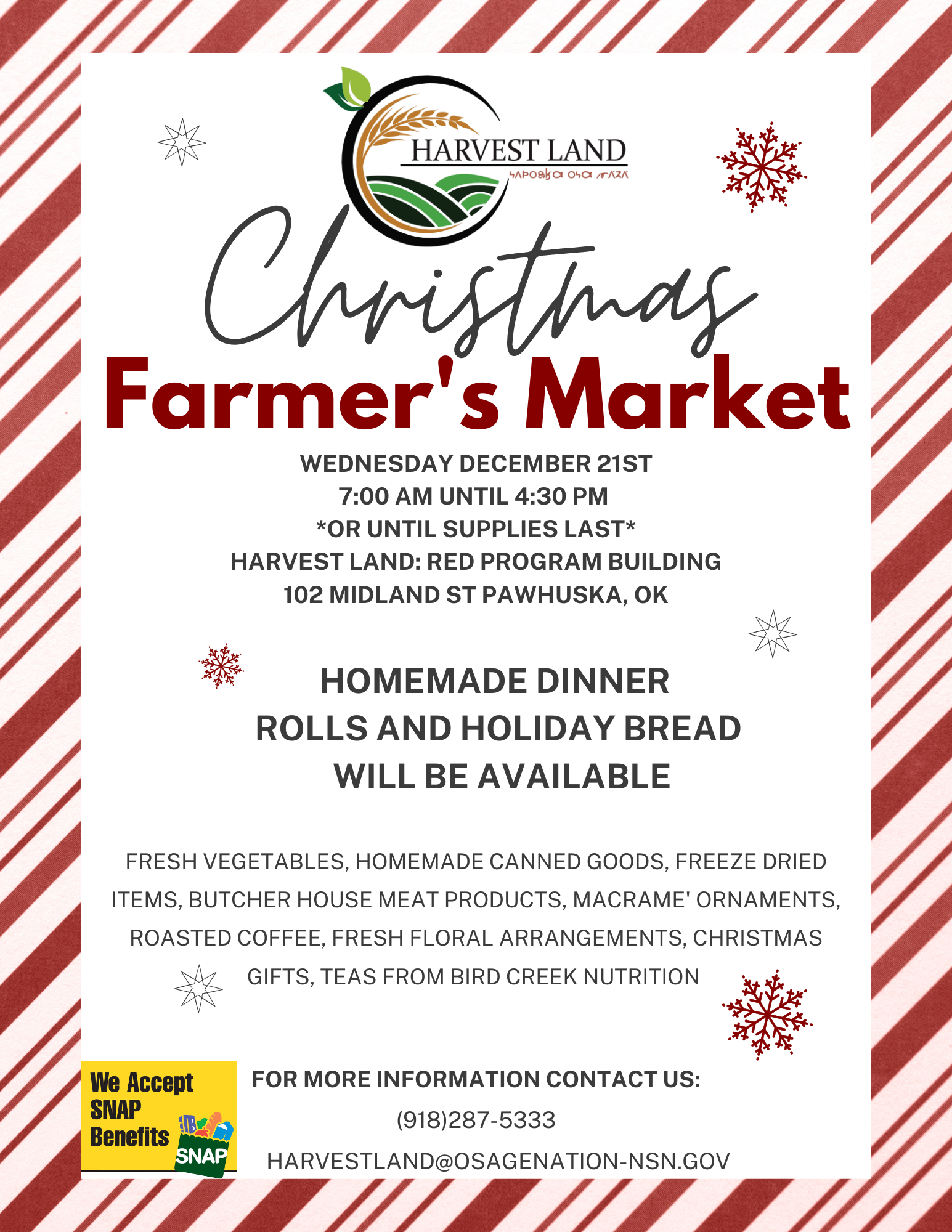 Harvest Land Christmas Farmer's Market | Osage Nation