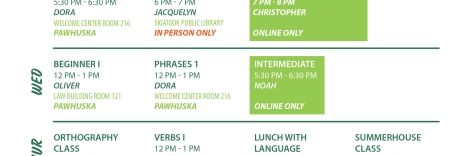 ONLD Community Class Schedule 2025-26